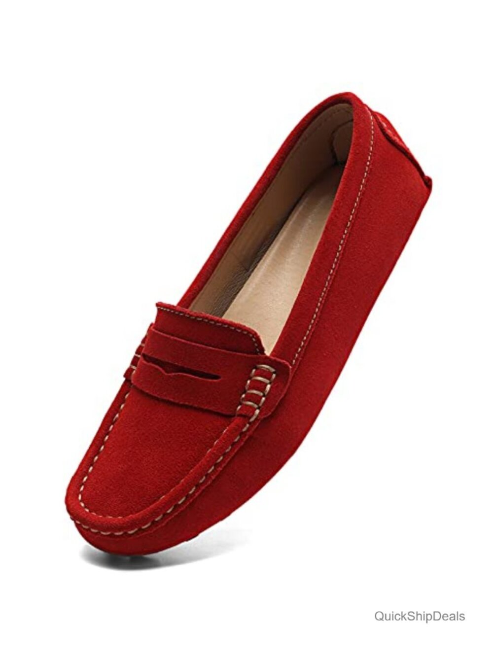 Women's Suede Leather Penny Loafers Slip-On Driving Mocc Retro Comfort Flats